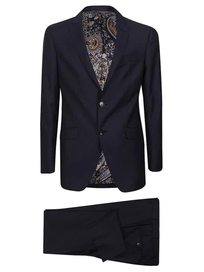 Shop Etro Two Piece Tailored Suit In Blue