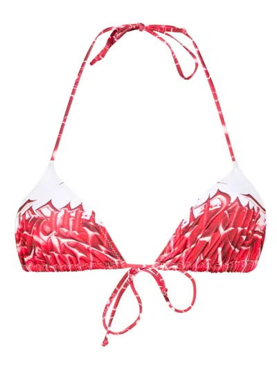 Shop Jean Paul Gaultier Diablo Bikini Top Woman Red In Polyamide