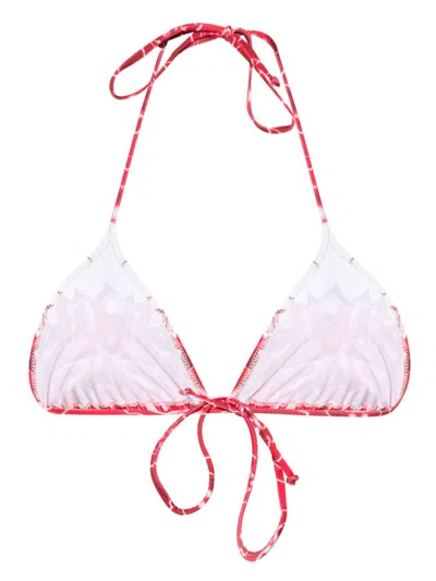 Shop Jean Paul Gaultier Diablo Bikini Top Woman Red In Polyamide