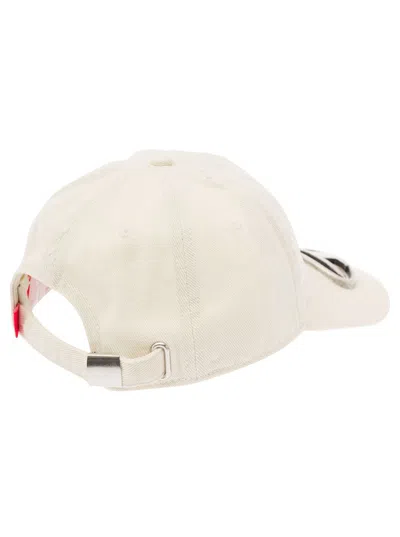 Shop Diesel 'c-beast-a1' White Baseball Cap With D Logo Cut-out In Cotton Man