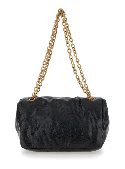 Shop Balenciaga 'monaco Chain' Black Shoulder Bag In Leather Woman