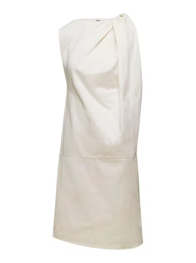 Shop Totême Shourlder Twist Midi Dress In White