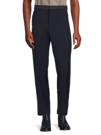 Shop Valentino Men's Pantalone Wool Blend Pants In Navy Ferro
