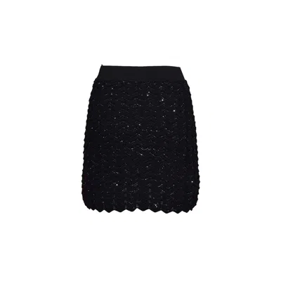 Shop Missoni Embellished Knitted Mini Skirt In Black