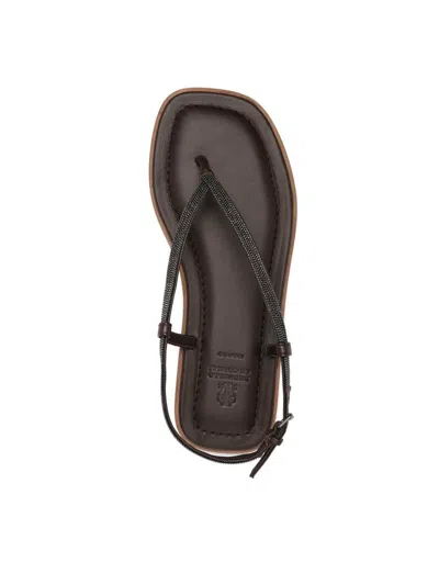 Shop Brunello Cucinelli Slim Sandals Shoes In Brown