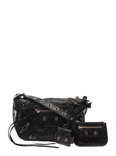 Shop Balenciaga 'le Cagole Xs' Cross Body Bag With Flap In Leather Man In Black