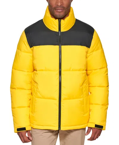Shop Club Room Men's Colorblocked Quilted Full-zip Puffer Jacket, Created For Macy's In Yellow