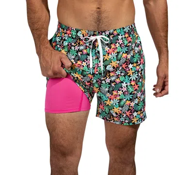 Shop Chubbies Men's The Bloomerangs Quick-dry 5-1/2" Swim Trunks With Boxer-brief Liner In Black - Solid