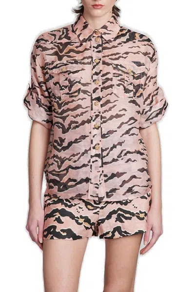 Shop Zimmermann Matchmaker Tiger Printed Safari Shirt In Multi