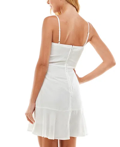 Shop City Studios Juniors' Ruffled Wrap Sleeveless Fit & Flare Dress In White