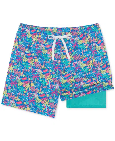 Shop Chubbies Men's The Tropical Bunches Quick-dry 5-1/2" Swim Trunks With Boxer-brief Liner In Bright Blue