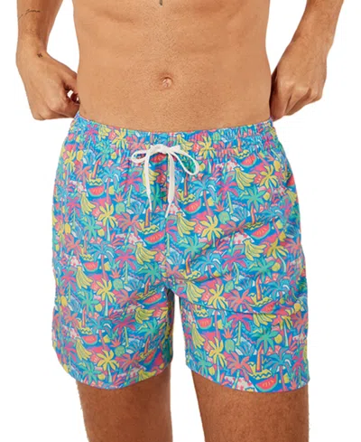 Shop Chubbies Men's The Tropical Bunches Quick-dry 5-1/2" Swim Trunks With Boxer-brief Liner In Bright Blue