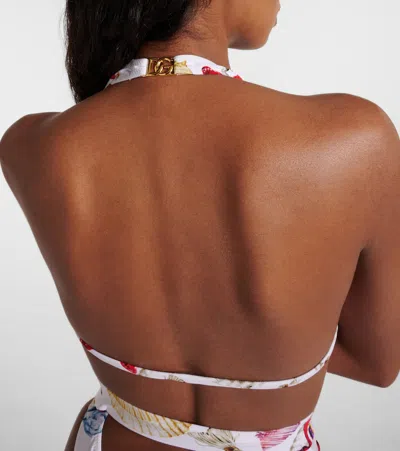 Dolce & Gabbana Capri Printed Halterneck Swimsuit In Multicoloured