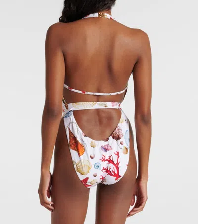 Dolce & Gabbana Capri Printed Halterneck Swimsuit In Multicoloured