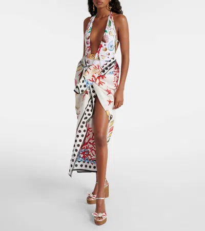 Dolce & Gabbana Capri Printed Halterneck Swimsuit In Multicoloured