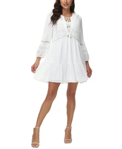 Shop Frye Women's Dahlia Lace-trim Babydoll Dress In Bright White