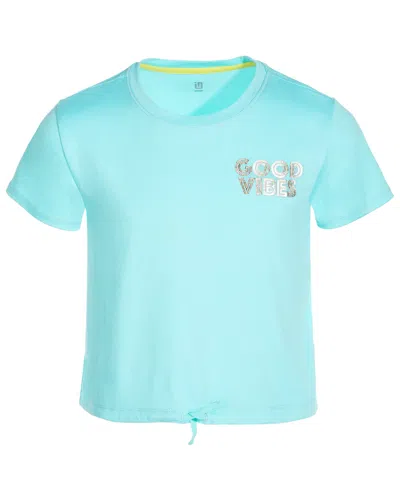 Shop Id Ideology Big Girls Good Vibes Graphic T-shirt, Created For Macy's In Ocean Sigh