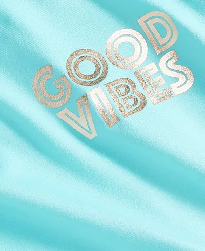 Shop Id Ideology Big Girls Good Vibes Graphic T-shirt, Created For Macy's In Ocean Sigh
