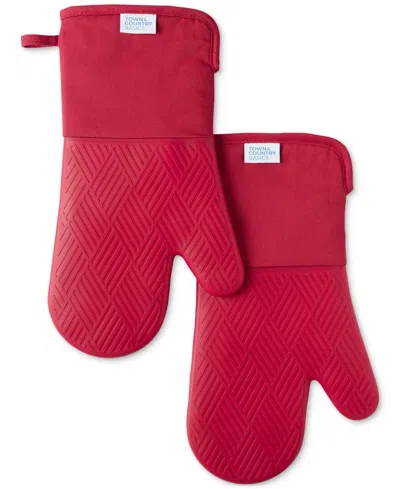 Shop Town & Country Living Basics Silicone Basketweave Oven Mitts, Set Of 2 In Red