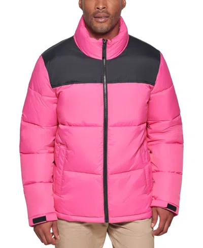 Shop Club Room Men's Colorblocked Quilted Full-zip Puffer Jacket, Created For Macy's In Pink