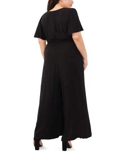 Shop Msk Plus Size Smocked Tie-waist Jumpsuit In Black