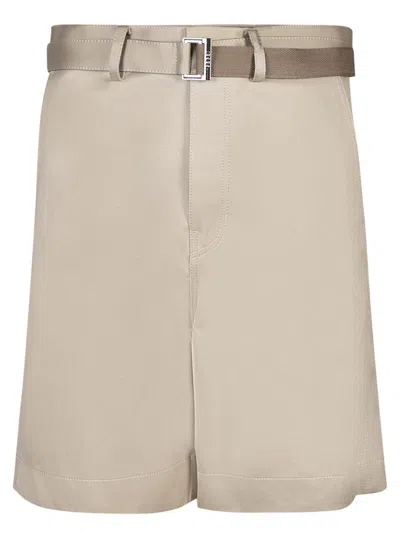 Sacai Beige Chino Fabric Bermuda Shorts In Beige