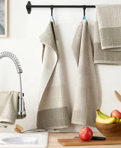 Shop Town & Country Living Basics Basketweave Kitchen Towel, Set Of 4 In Blue