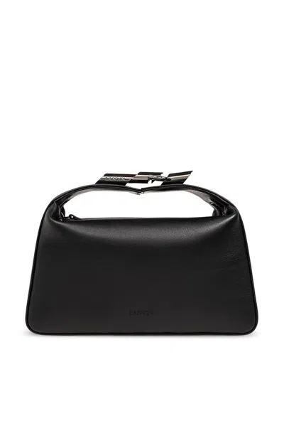 Shop Lanvin Logo Debossed Top Handle Bag In Black