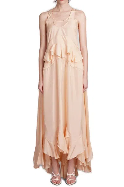 Shop Stella Mccartney Ruffled Sleeveless Tiered Maxi Dress In Pink