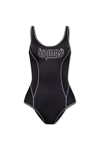 Shop Dsquared2 Gothic One Piece Swimsuit In Black