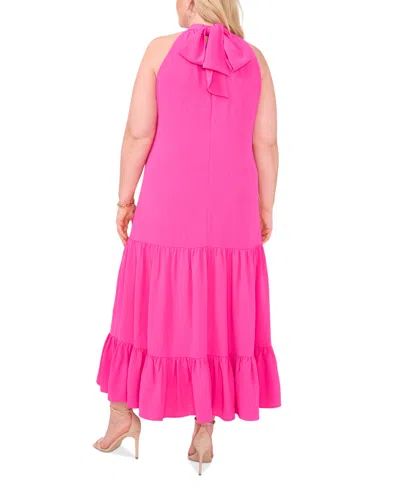 Shop Msk Plus Size Tiered Maxi Dress In Hot Pink