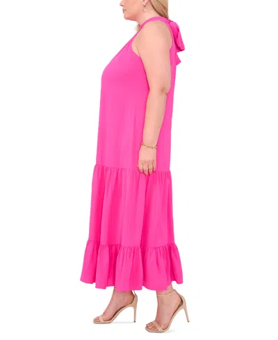 Shop Msk Plus Size Tiered Maxi Dress In Hot Pink