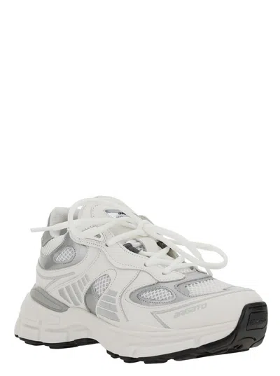 Shop Axel Arigato 'marathon Ghost Runner' White Low Top Sneakers With Reflectivce Details In Leather Blend Woman