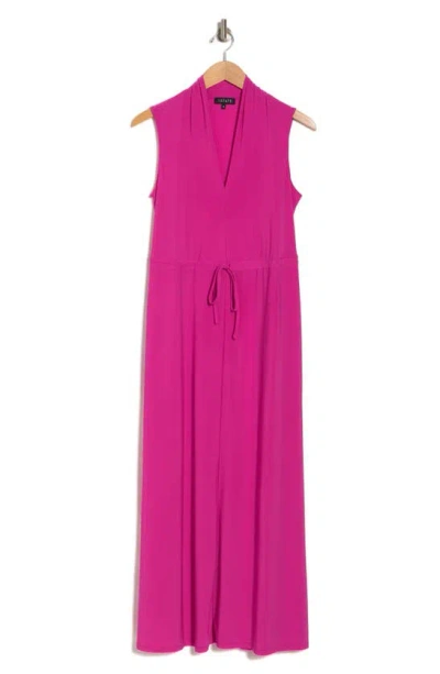 Shop 1.state V-neck Drawstring Waist Dress In Fiercely Fuchsia Pink