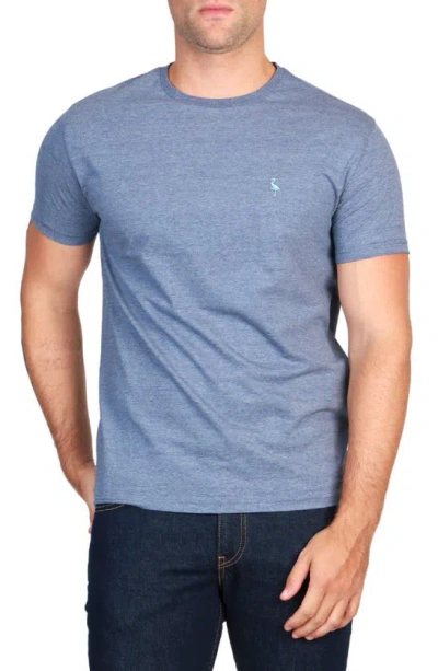 Shop Tailorbyrd Vibrant Crewneck Mélange Cotton Blend T-shirt In Denim Blue