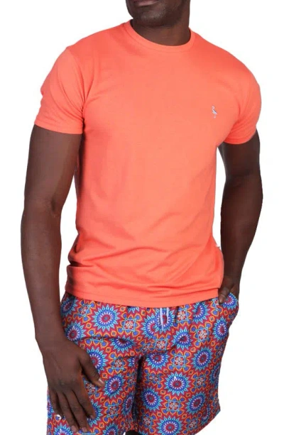 Shop Tailorbyrd Vibrant Crewneck Mélange Cotton Blend T-shirt In Coral
