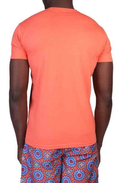Shop Tailorbyrd Vibrant Crewneck Mélange Cotton Blend T-shirt In Coral
