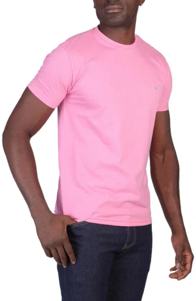 Shop Tailorbyrd Vibrant Crewneck Mélange Cotton Blend T-shirt In Flamingo Pink