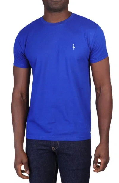 Shop Tailorbyrd Vibrant Crewneck Mélange Cotton Blend T-shirt In Dusk Blue