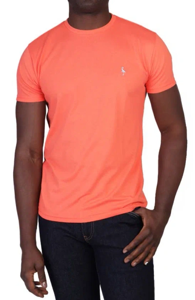 Shop Tailorbyrd Vibrant Crewneck Mélange Cotton Blend T-shirt In Coral