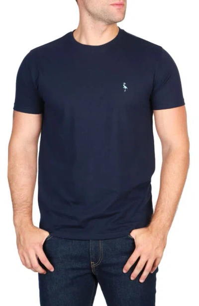 Shop Tailorbyrd Vibrant Crewneck Mélange Cotton Blend T-shirt In Navy