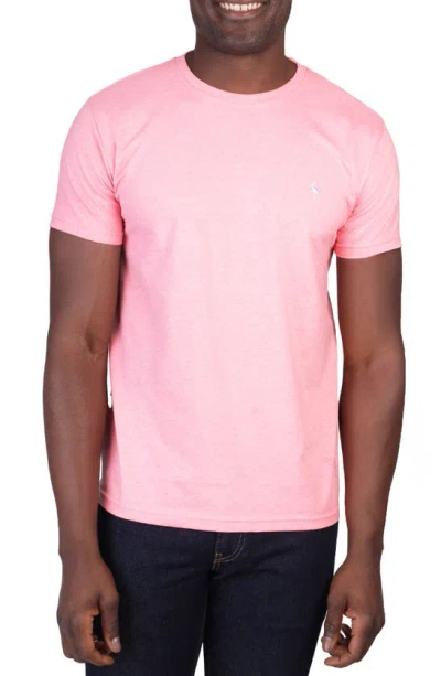 Shop Tailorbyrd Vibrant Crewneck Mélange Cotton Blend T-shirt In Salmon Pink