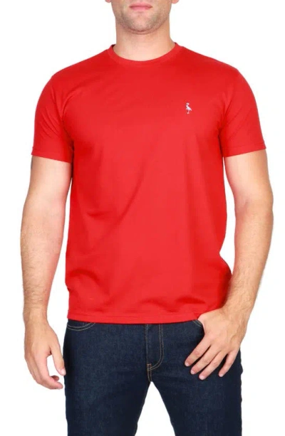 Shop Tailorbyrd Vibrant Crewneck Mélange Cotton Blend T-shirt In Stoplight Red