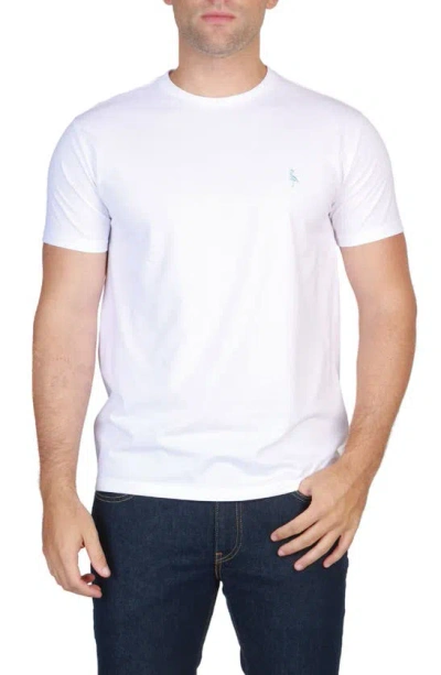 Shop Tailorbyrd Vibrant Crewneck Mélange Cotton Blend T-shirt In White Dove