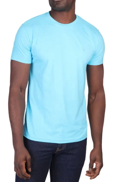 Shop Tailorbyrd Vibrant Crewneck Mélange Cotton Blend T-shirt In Aqua