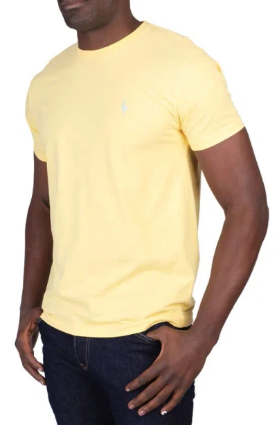 Shop Tailorbyrd Vibrant Crewneck Mélange Cotton Blend T-shirt In Banana Yellow