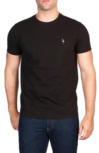 Shop Tailorbyrd Vibrant Crewneck Mélange Cotton Blend T-shirt In Black