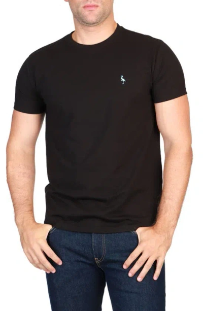 Shop Tailorbyrd Vibrant Crewneck Mélange Cotton Blend T-shirt In Black