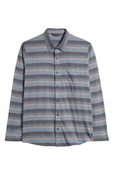 Shop Travismathew Cloud Flannel Button-up Shirt In Black/ Stellar Blue