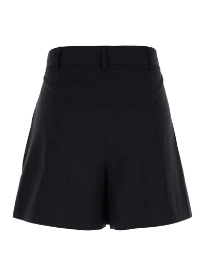 Shop Plain Black Shorts With Belt Loops In Cotton Woman